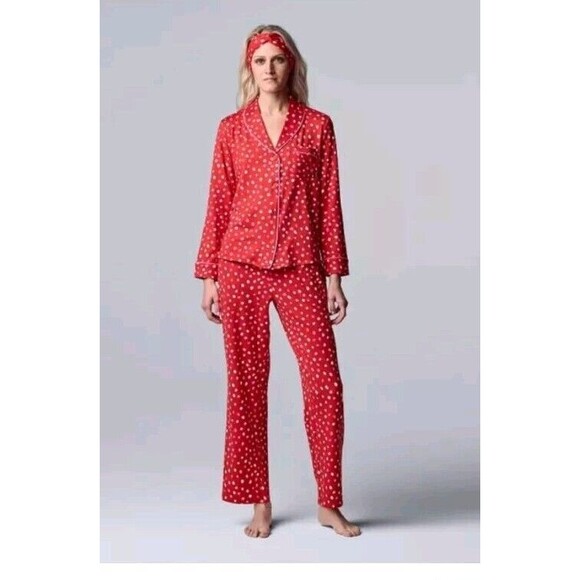 Simply Vera Vera Wang Other - New Womens Simply Vera XXL Cozy 3 pc Long Sleeve Pajama Set & Matching Red